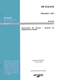 Nf E10-010 Decembre 1974 : Instruments De Mesure - Support De Diagramme En Bande
