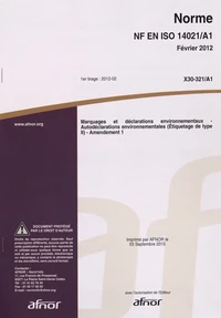 Norme EN ISO 14021/A1 Marquages et déclarations environnemantaux