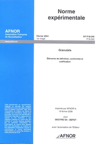 Norme expérimentale, Granulats