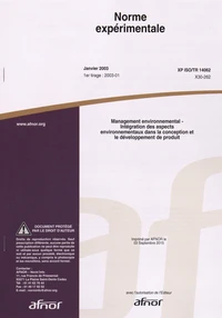Norme expérimentale XP ISO/TR 14062 Management environnemental