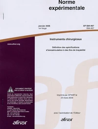 Norme expérimentale XP S94-467 Instruments chirurgicaux