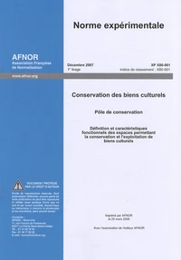 Norme expérimentale XP X80-001 Conservation des biens culturels