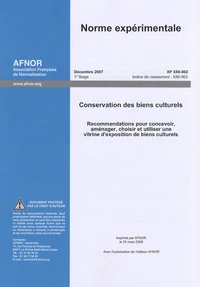 Norme expérimentale XP X80-002 Conservation des biens culturels