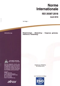 Norme internationale ISO 20387:2018 Biotechnologie