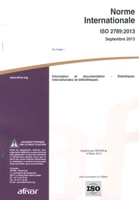 Norme internationale ISO 2789:2013 Information et documentation