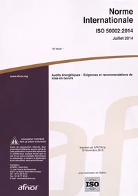 Norme internationale ISO 50002:2014 Audits énergétiques