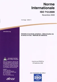Norme internationale ISO 712 céréales et produits céréaliers