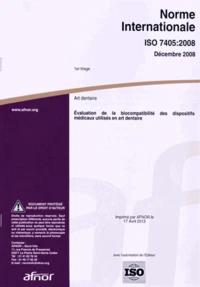 Norme internationale ISO 7405-2008 Art dentaire