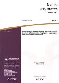 Norme ISO 22005 Traçabilité de la chaîne alimentaire