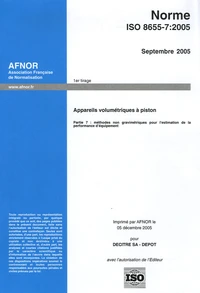 Norme ISO 8655-7:2005 Appareils volumétriques à piston