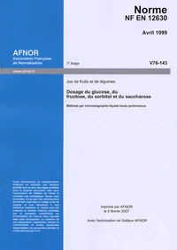 Norme NF EN 12630 Jus de fruits et de légumes