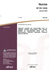 Norme NF EN 13656 Caractérisation des déchets