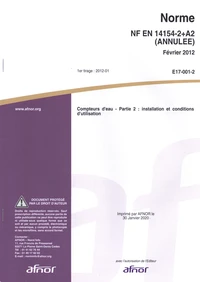 Norme NF EN 14154-2+A2 Compteurs d'eau
