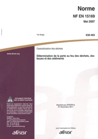 Norme NF EN 15169 Caractérisation des déchets