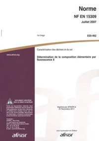 Norme NF EN 15309 Caractérisation des déchets et du sol