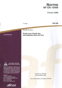 Norme NF EN 15460 Qualité de l'eau