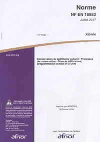 Norme NF EN 16853 Conservation du patrimoine