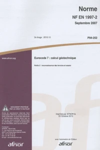 Norme NF EN 1997, Eurocode 7 : calcul géotechnique