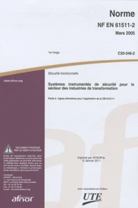 Norme NF EN 61511-2 Sécurité fonctionnelle