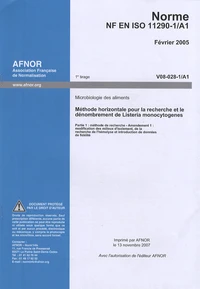 Norme NF EN ISO 11290-1/A1 Microbiologie des aliments