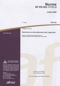 Norme NF EN ISO 11731-2 Qualité de l'eau