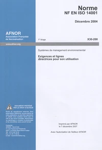 Norme NF EN ISO 14001 Systèmes de management environnemental