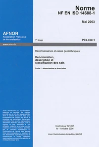 Norme NF en ISO 14688-1 Mai 2003 Reconnaissance et essais géotechniques