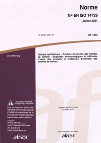 Norme NF EN ISO 14729 Optique ophtalmique