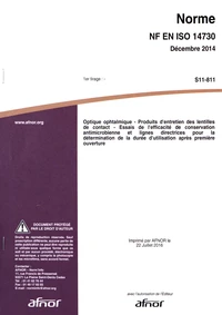 Norme NF EN ISO 14730 Optique ophtalmique