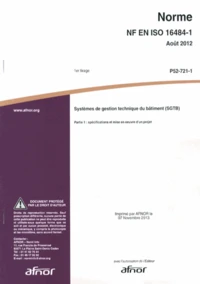 Norme NF EN ISO 16484-1 Systèmes de gestion technique du bâtiment (SGTB)