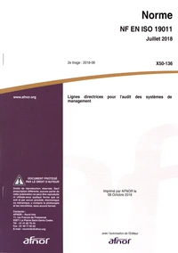 Norme NF EN ISO 19011 Lignes directrices pour l'audit des sytèmes de management