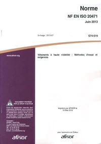 Norme NF EN ISO 20471 Vêtements à haute visibilité