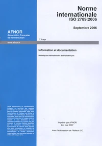 Norme NF EN ISO 2789 Information et documentation