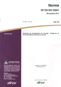 Norme NF EN ISO 50001 Systèmes de management de l'énergie