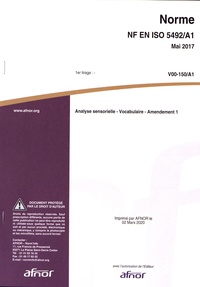 Rhonealpesinfo.fr Norme NF EN ISO 5492/A1 Analyse sensorielle - Vocabulaire - Amendement 1 Image