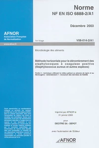 Norme NF EN ISO 6888-2/A1 Microbiologie des aliments