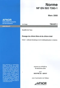 Norme NF EN ISO 7393-1, Mars 2000 Qualité de l'eau