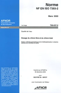 Norme NF EN ISO 7393-2, Mars 2000, Qualité de l'eau