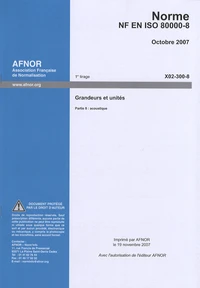 Norme NF EN ISO 80000-8 Grandeurs et unités
