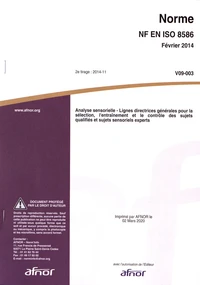 Norme NF EN ISO 8586 Analyse sensorielle