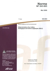 Norme NF EN X43-903 Biosurveillance de l'environnement