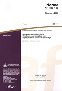 Norme NF H96-118 Conteneurs de collecte sélective des déchets