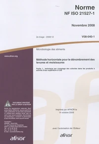 Norme NF ISO 21527-1 Microbiologie des aliments