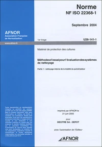 Norme NF ISO 22368-1 Septembre 2004 Matériel de protection des cultures