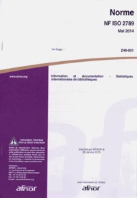 Norme NF ISO 2789 Information et documentation