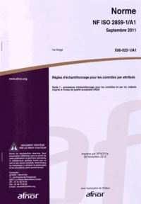 Norme NF ISO 2859-1 Règles d'échantillonage pour les contrôles par attributs