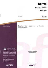 Norme NF ISO 29992 Evaluation des acquis de la formation
