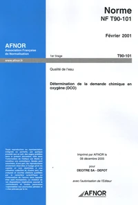 Norme NF T90-101, Février 2001, Qualité de l'eau