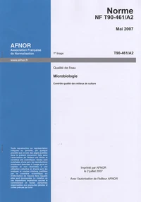 Norme NF T90-461/A2 Qualité de l'eau