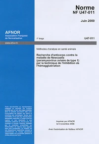 Norme NF U47-011 Juin 2000 Méthodes d'analyse en santé animale